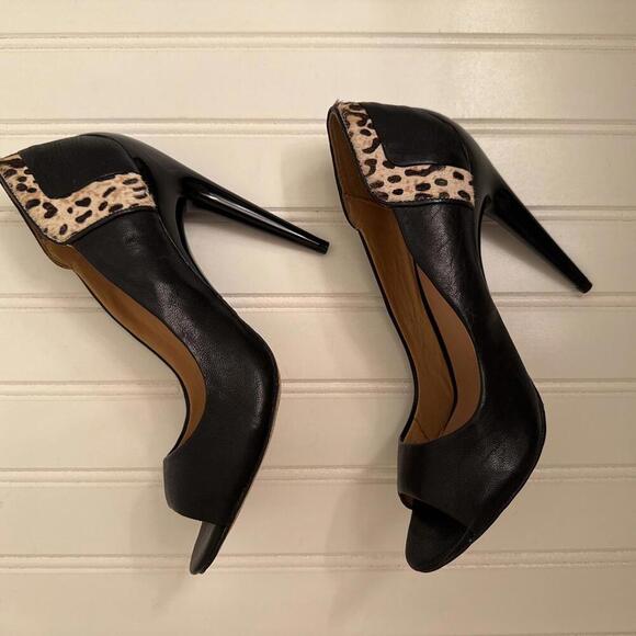 LAMB Black Dora Stiletto Peep Toe Heels Size 7.5 - Picture 1 of 9
